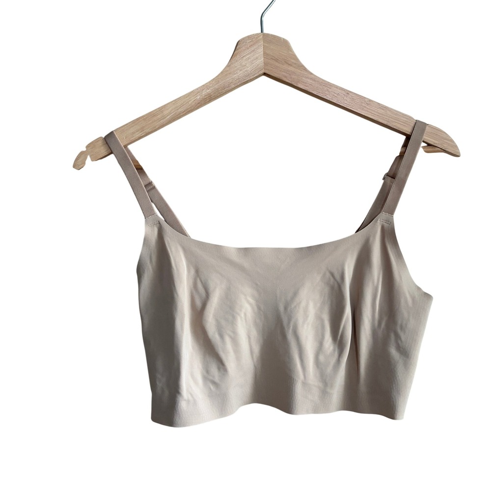 True & Co True Body Scoop Neck Bralette Large Beige Womens Seamless Microfiber